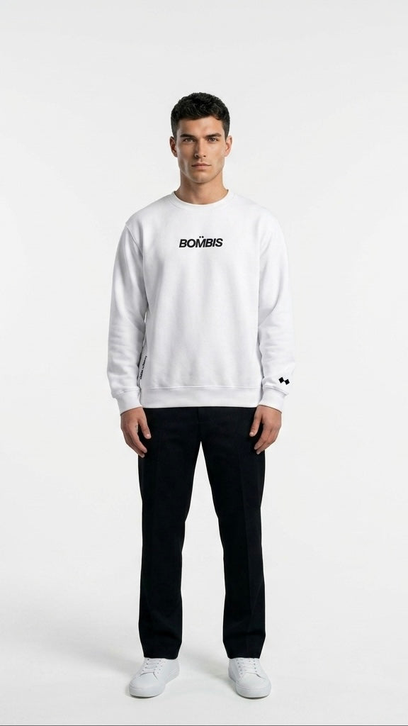 BOMBIS White Premium Crewneck